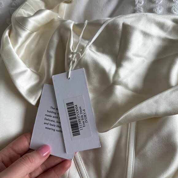 Reformation Eisa Bridal Silk Maxi Dress Sz 4 in Ivory Asymmetric One Shoulder - Picture 4 of 10